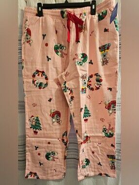 Sleep Chic Women Pink Holiday Pajama Pants - Soft Cotton